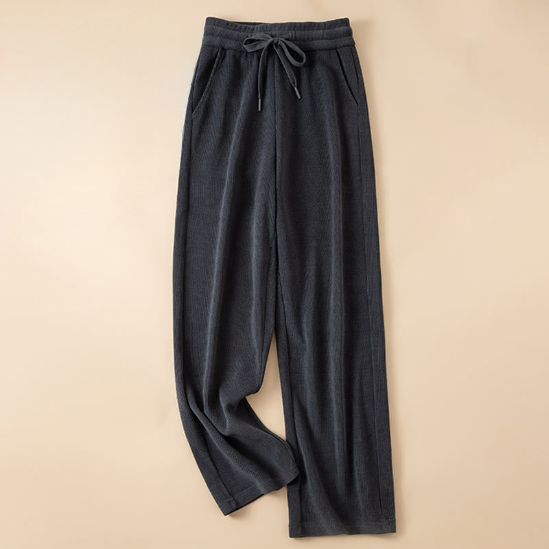 Women's Fall Pure Color Wide Leg Cotton Pants With Pockets