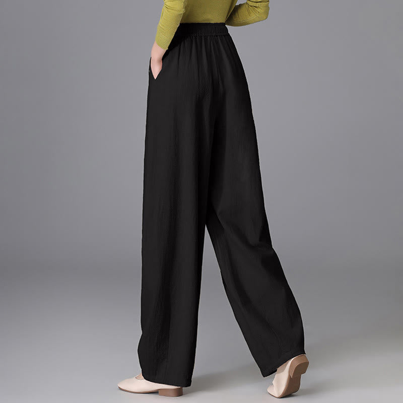 Women's Casual Vintage Plain Drawstring Carrot Design Cotton Linen Pants With Pockets - Image 11
