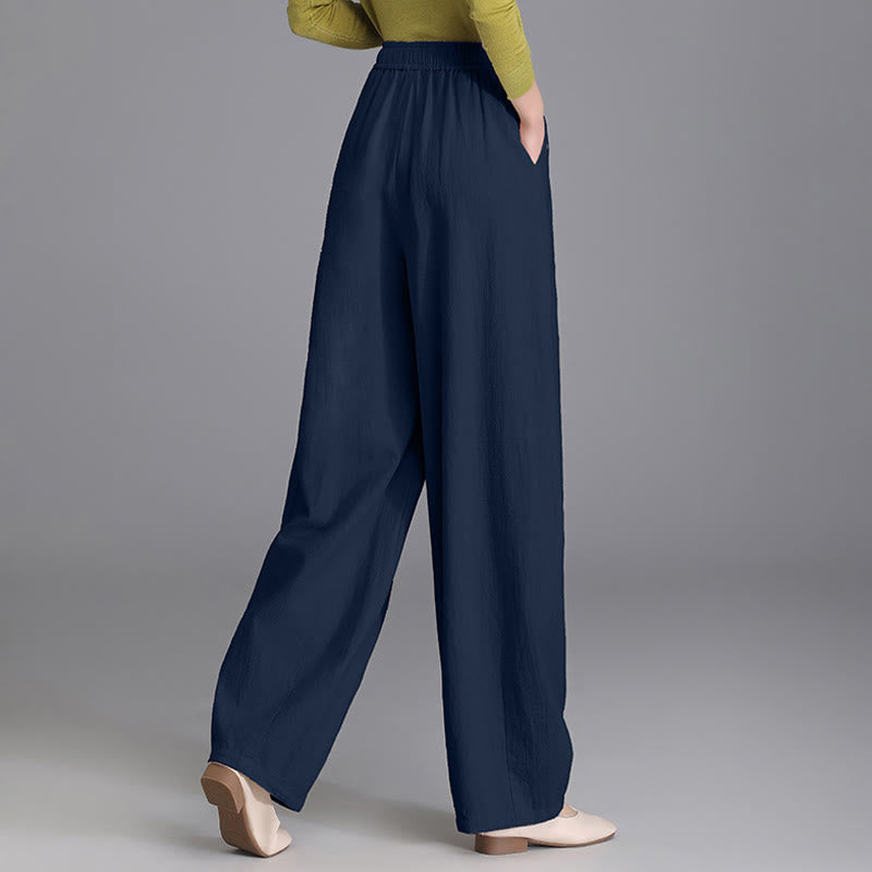 Women's Casual Vintage Plain Drawstring Carrot Design Cotton Linen Pants With Pockets - Image 22