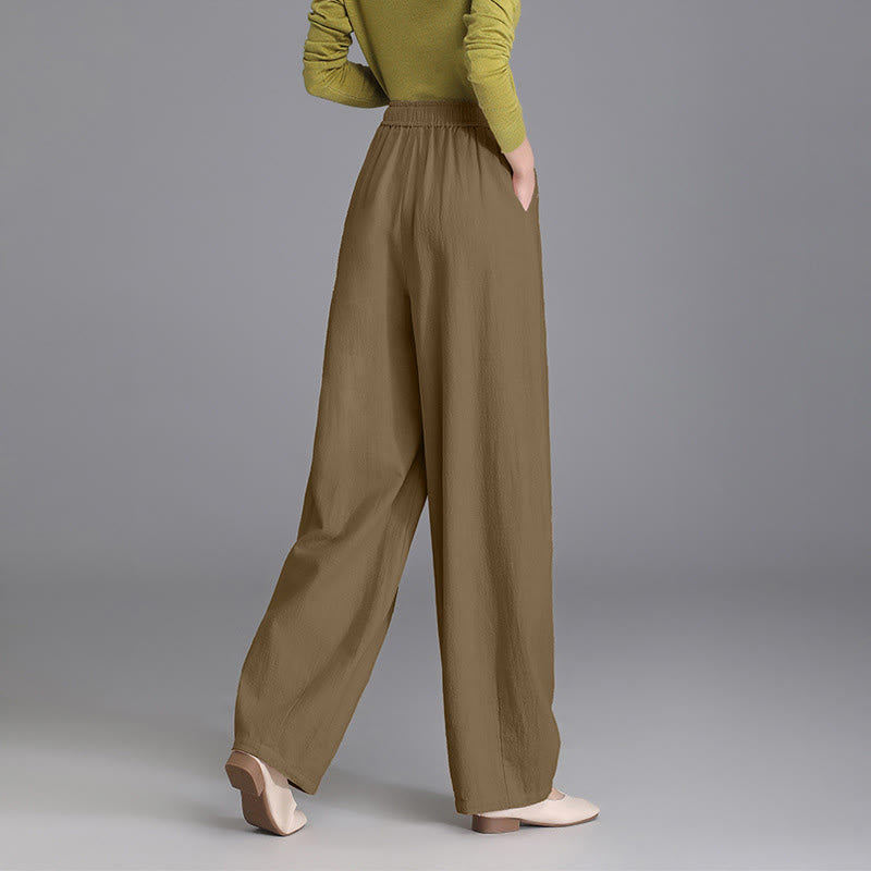 Women's Casual Vintage Plain Drawstring Carrot Design Cotton Linen Pants With Pockets - Image 14