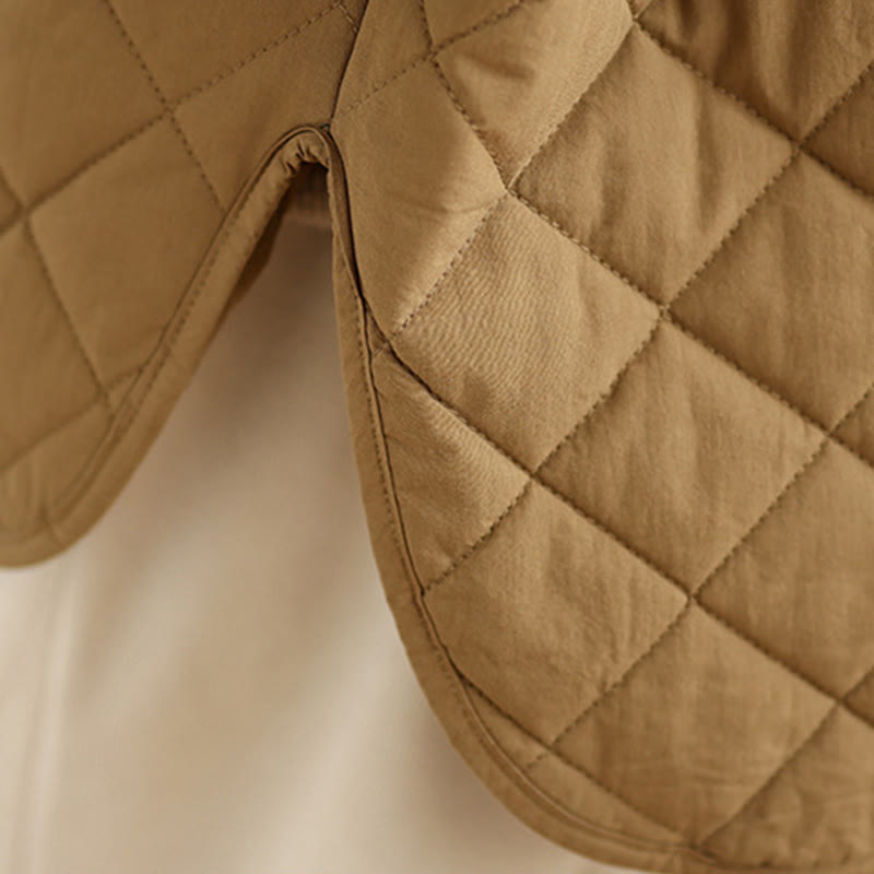 Women's Buttons Design Cotton Thermal Diamond-quilted Long Sleeve Jacket With Pockets - Image 10