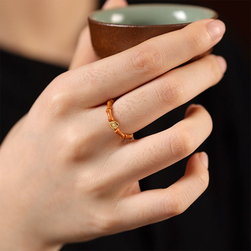 Olive Pit Bead Copper Coin Inner Strength Ring - Image 4