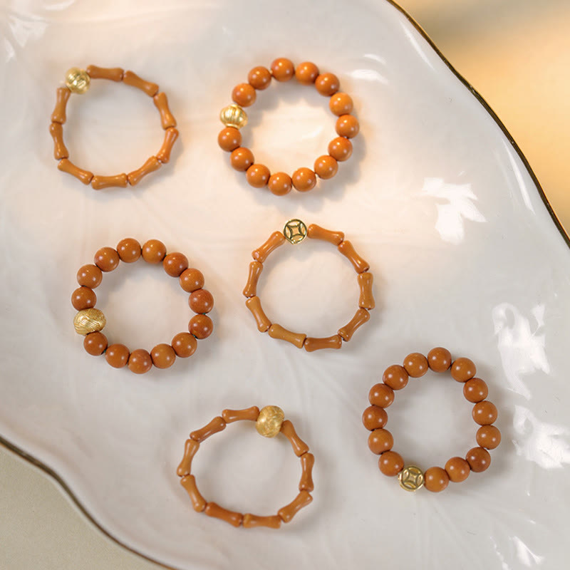 Olive Pit Bead Copper Coin Inner Strength Ring - Image 18