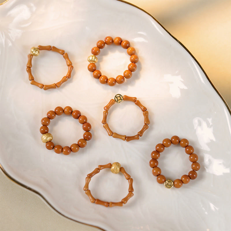 Olive Pit Bead Copper Coin Inner Strength Ring - Image 19