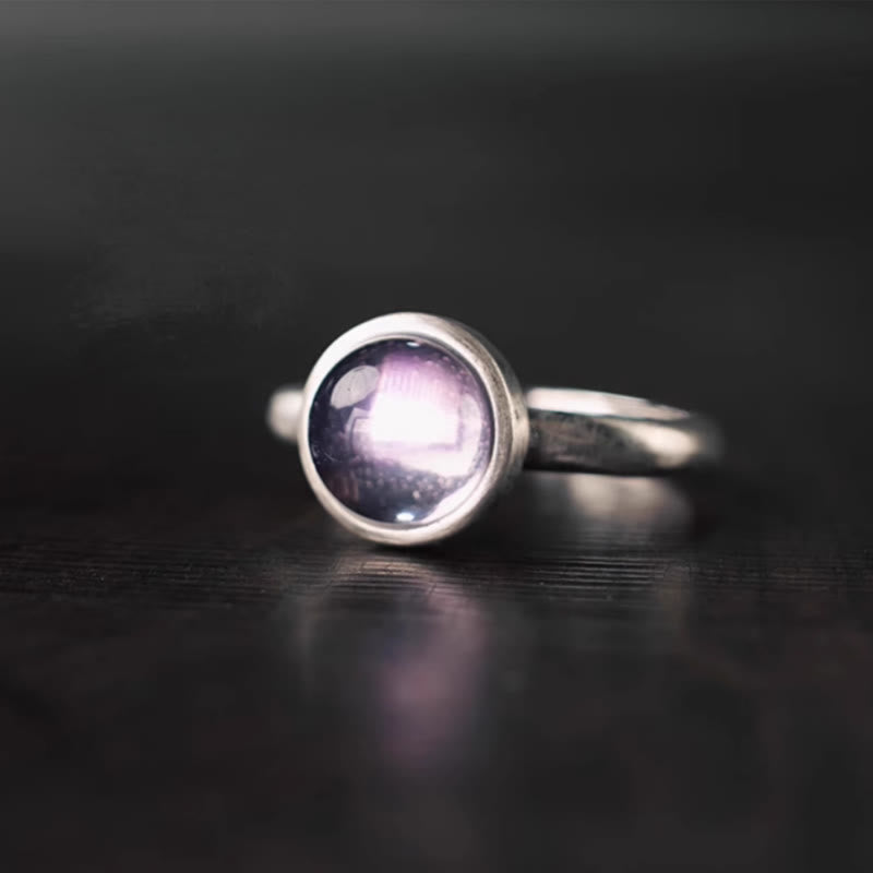 Natural 925 Sterling Silver Amethyst Adjustable Balance Ring