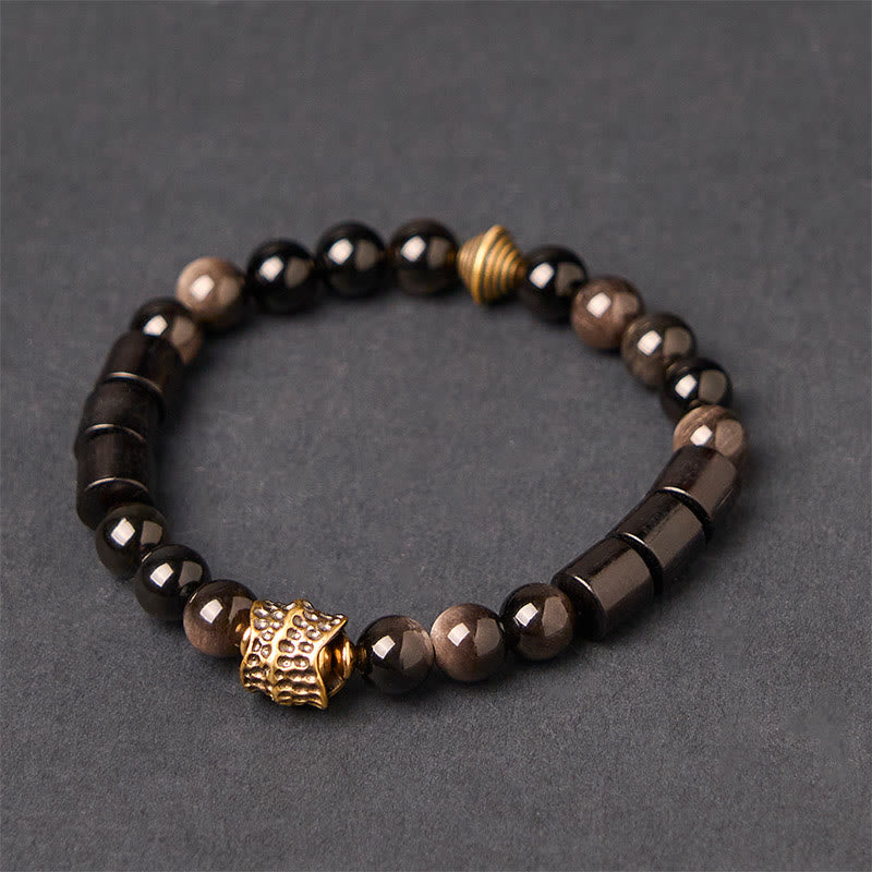 Silver Sheen Obsidian Ebony Protection Bracelet