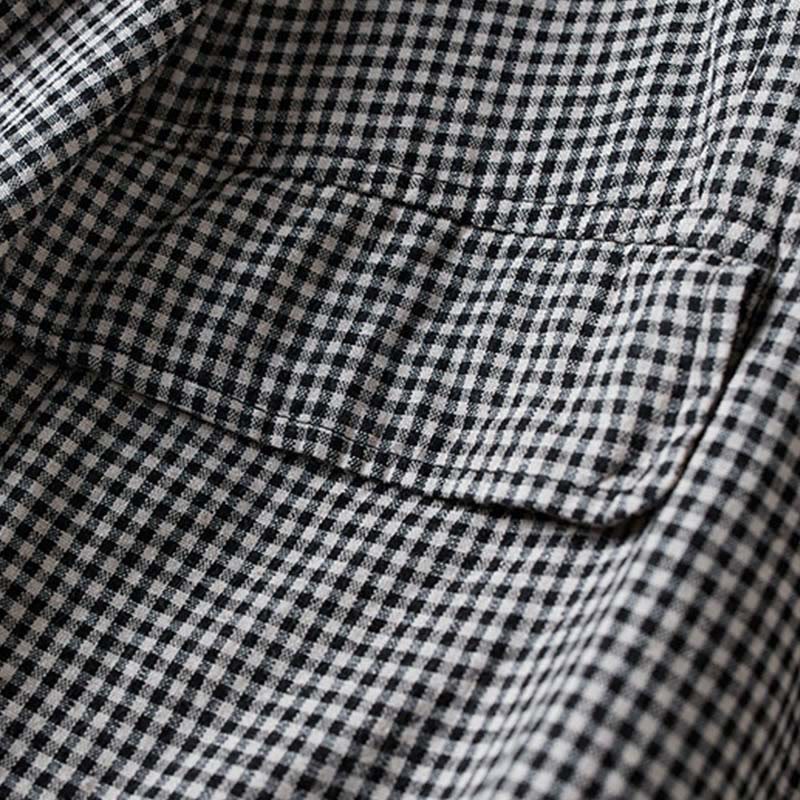 Commute Plaid Pattern Women's Cotton Lapel Long Sleeve Jacket With Pockets - Image 3