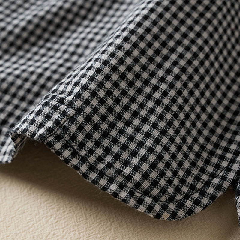 Commute Plaid Pattern Women's Cotton Lapel Long Sleeve Jacket With Pockets - Image 5