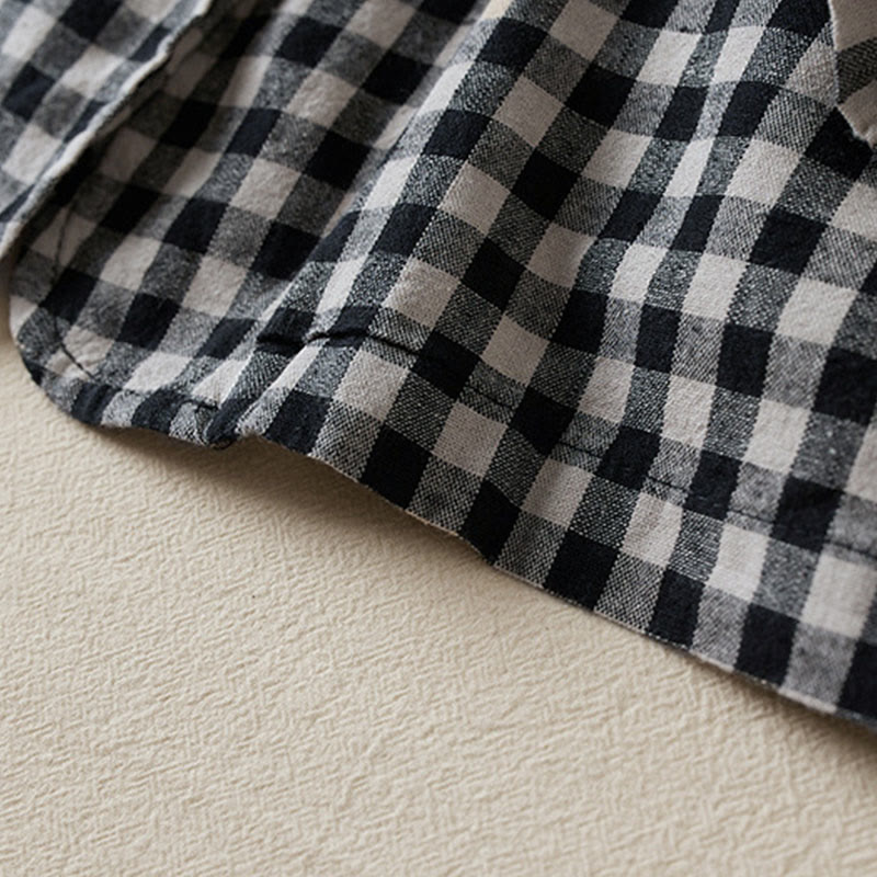 Commute Plaid Pattern Women's Cotton Lapel Long Sleeve Jacket With Pockets - Image 15