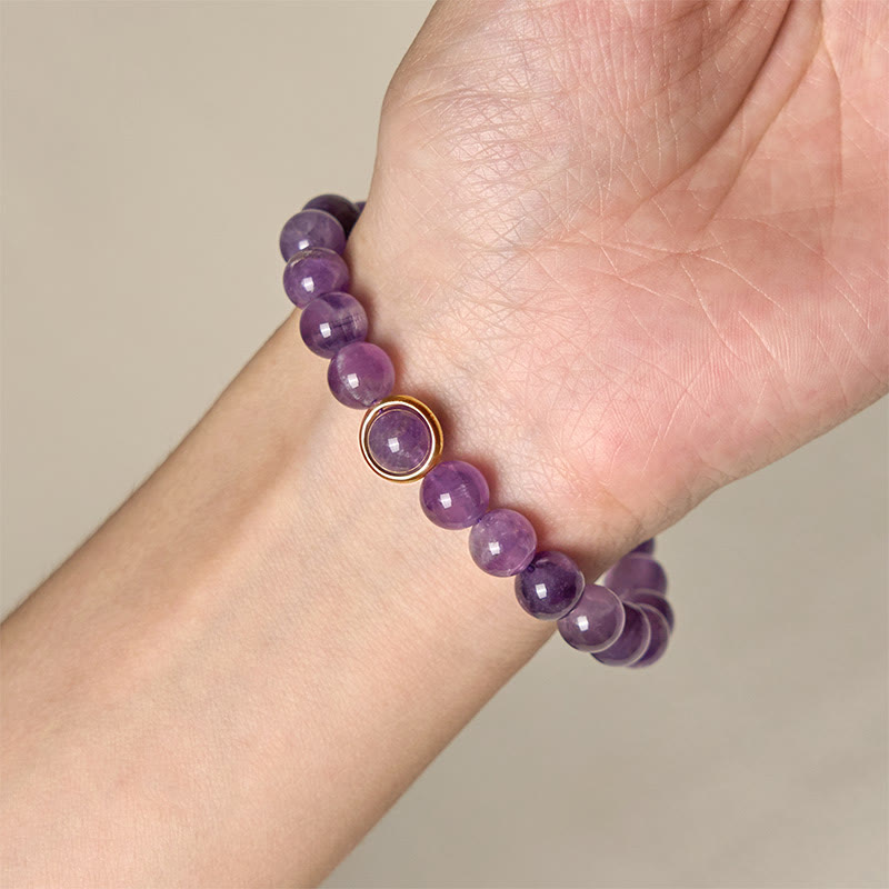 Natural Amethyst Beads Balance Relieves Stress Buckle Bracelet - Image 5