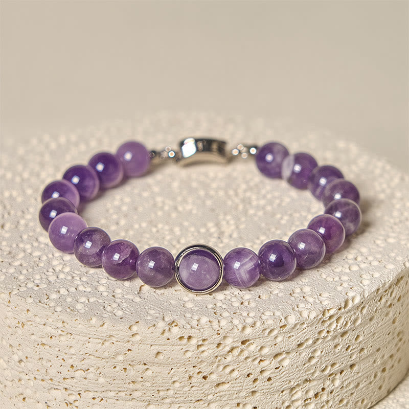 Natural Amethyst Beads Balance Relieves Stress Buckle Bracelet - Image 11