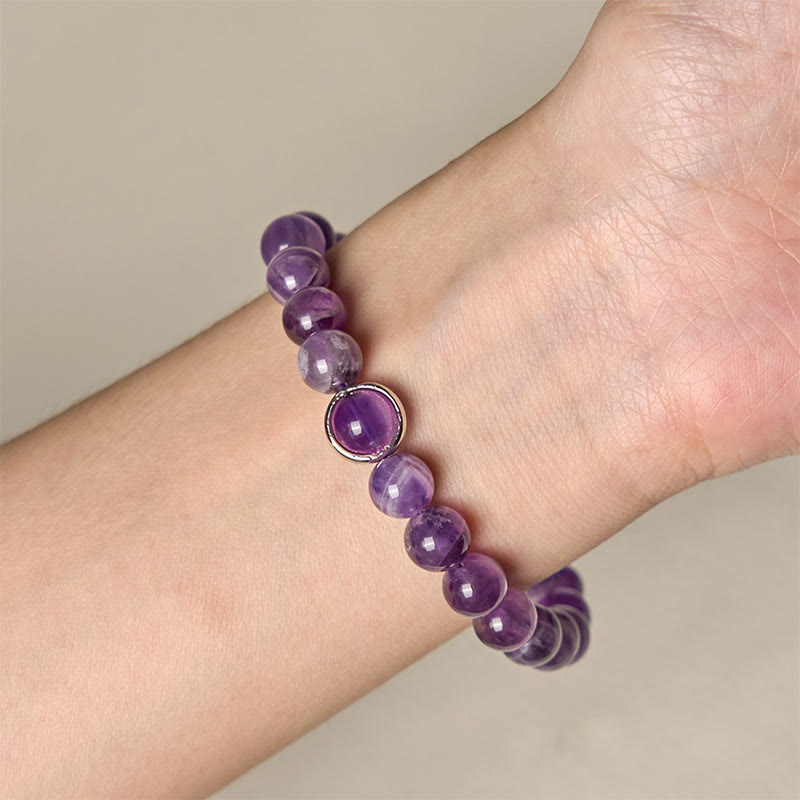 Natural Amethyst Beads Balance Relieves Stress Buckle Bracelet - Image 12