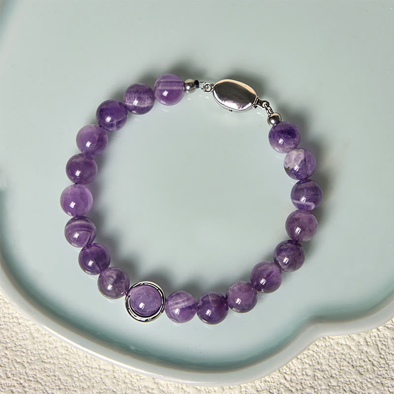 Natural Amethyst Beads Balance Relieves Stress Buckle Bracelet - Image 10