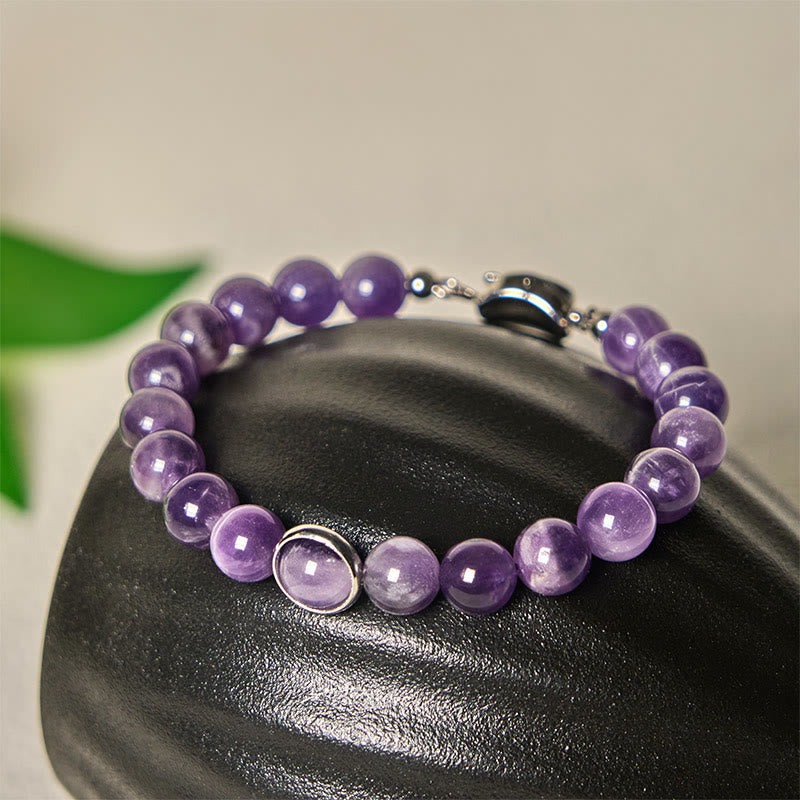 Natural Amethyst Beads Balance Relieves Stress Buckle Bracelet - Image 8