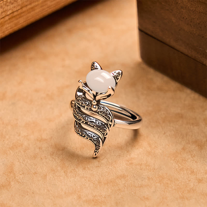 Copper Fox Head Open Healing Ring