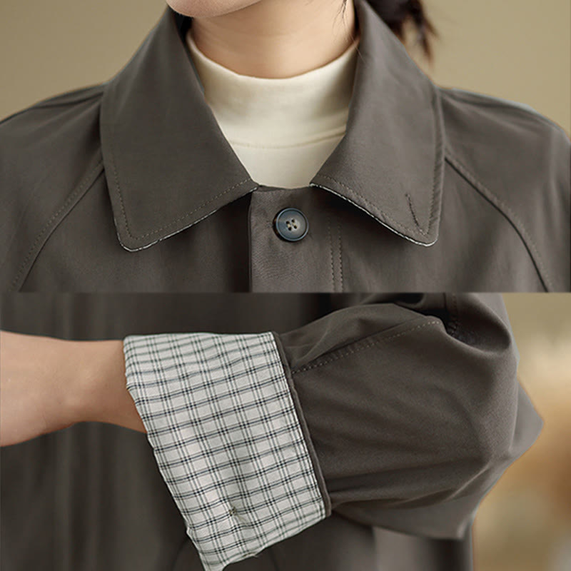 Plain Patched Women's Long Sleeve Cargo Cotton Jacket With Pocket - Image 9