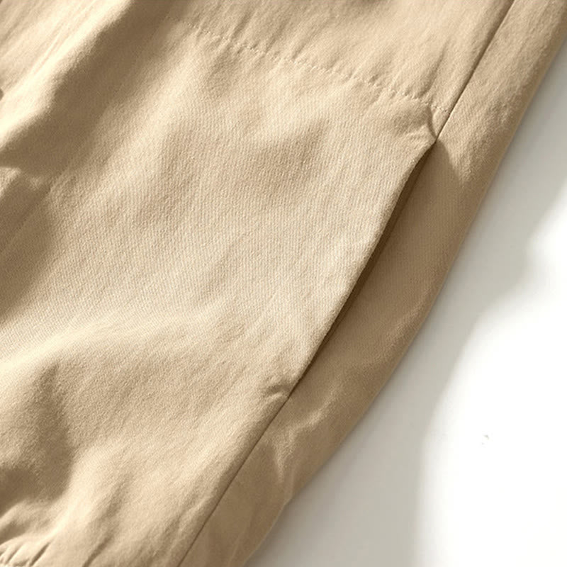 Fall Solid Long Sleeve Buttons Down Men Cotton Shirt With Pockets - Image 6