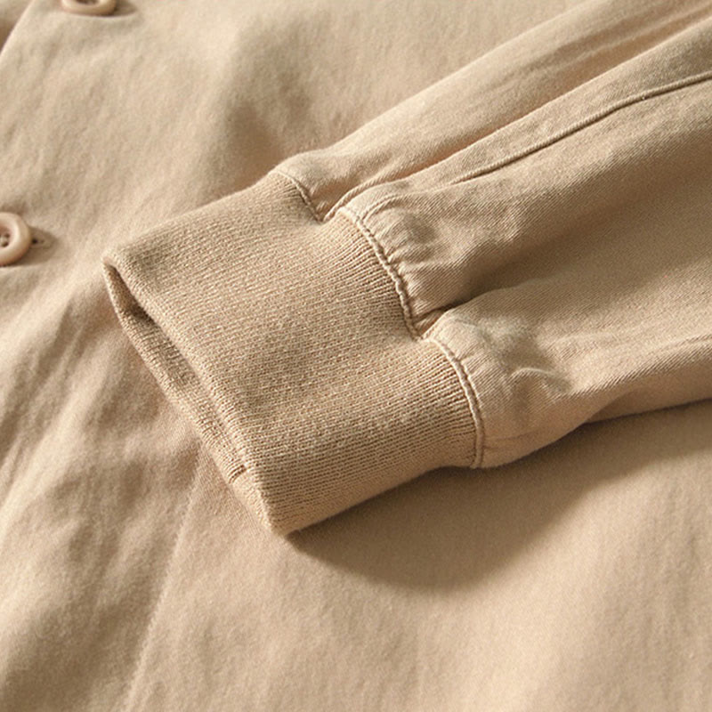 Fall Solid Long Sleeve Buttons Down Men Cotton Shirt With Pockets - Image 8