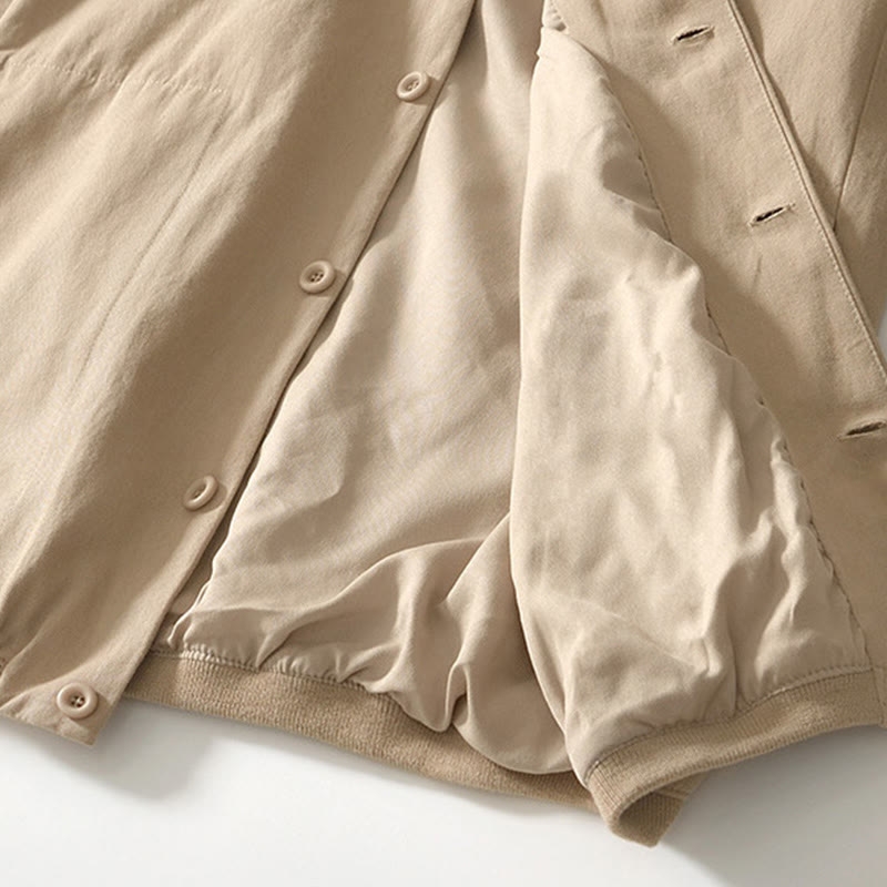 Fall Solid Long Sleeve Buttons Down Men Cotton Shirt With Pockets - Image 5