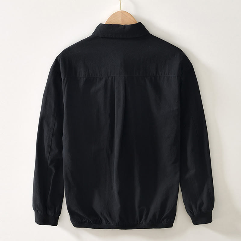 Fall Solid Long Sleeve Buttons Down Men Cotton Shirt With Pockets - Image 10