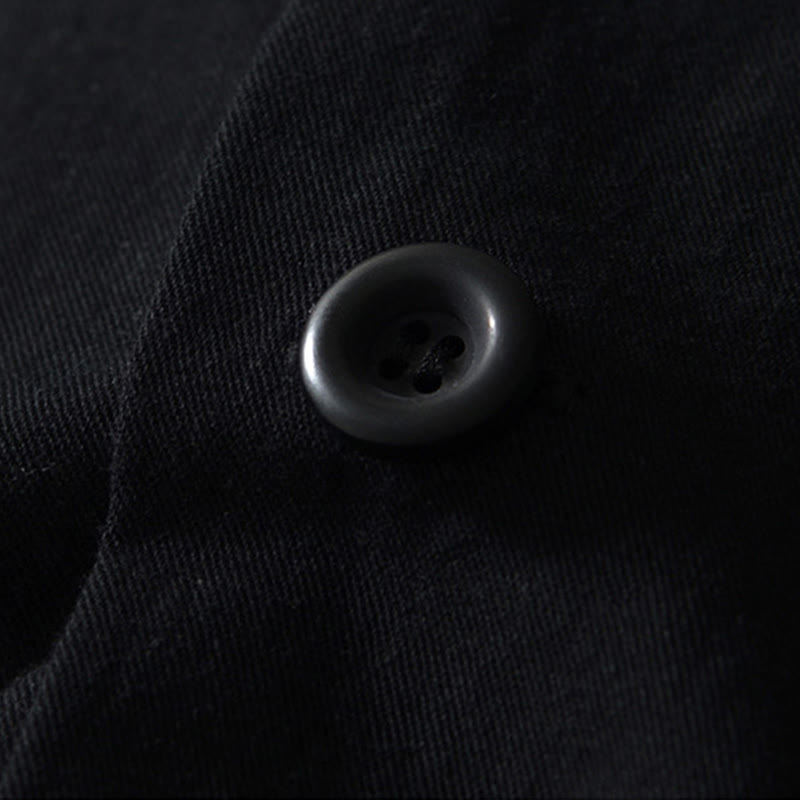 Fall Solid Long Sleeve Buttons Down Men Cotton Shirt With Pockets - Image 12