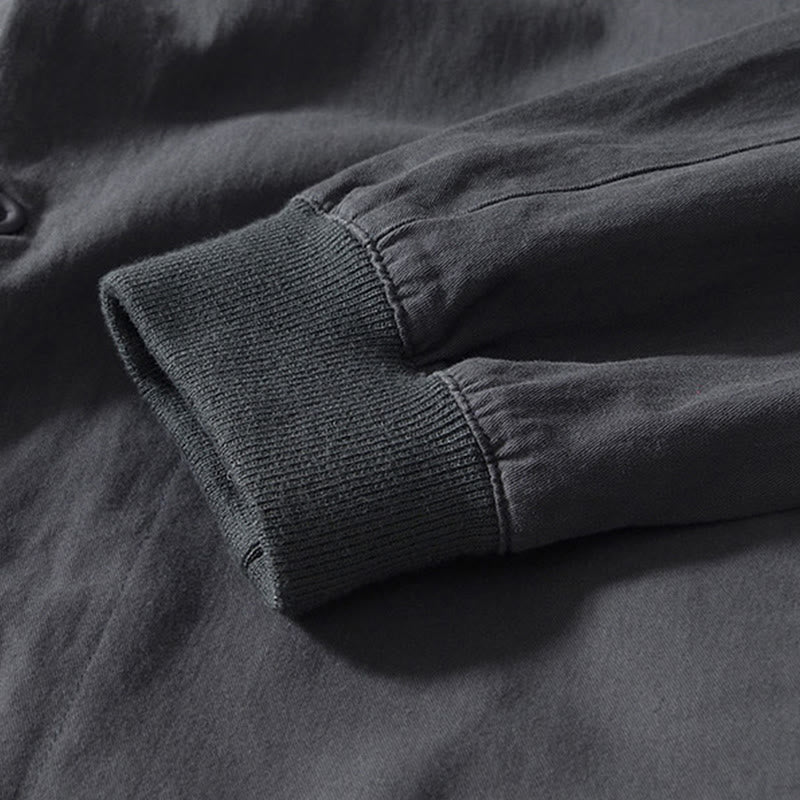 Fall Solid Long Sleeve Buttons Down Men Cotton Shirt With Pockets - Image 20