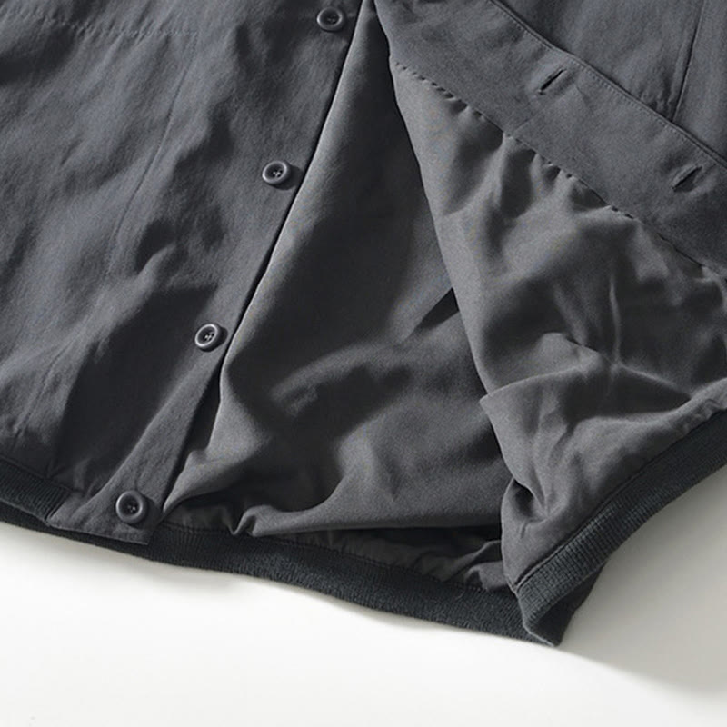 Fall Solid Long Sleeve Buttons Down Men Cotton Shirt With Pockets - Image 21