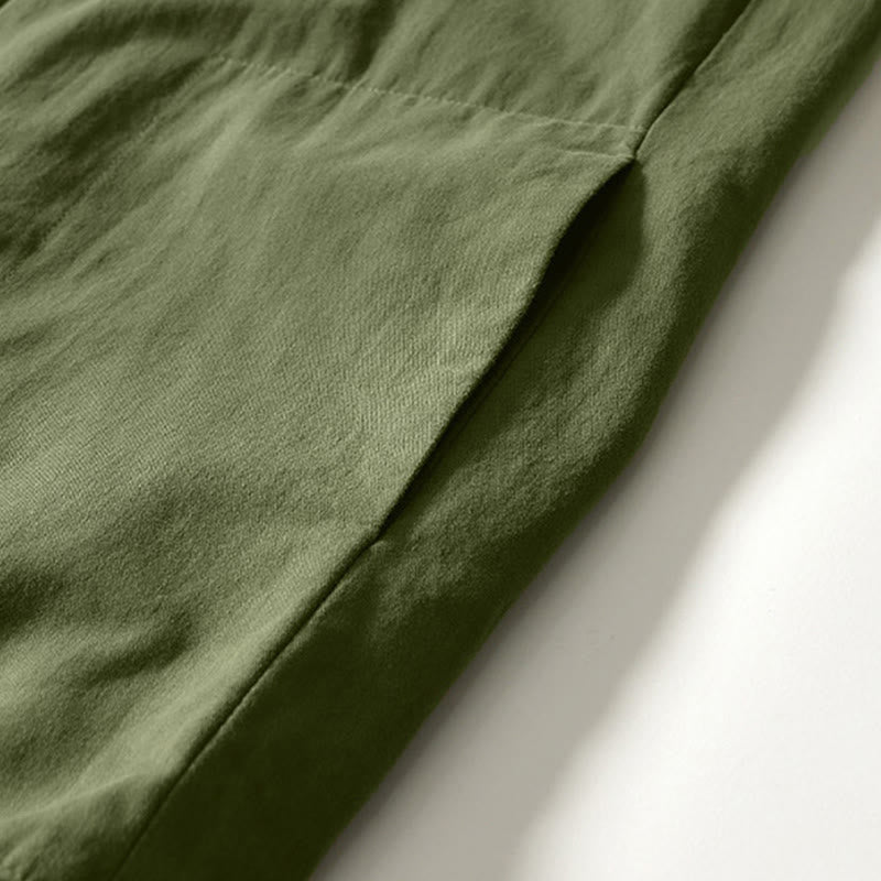 Fall Solid Long Sleeve Buttons Down Men Cotton Shirt With Pockets - Image 28