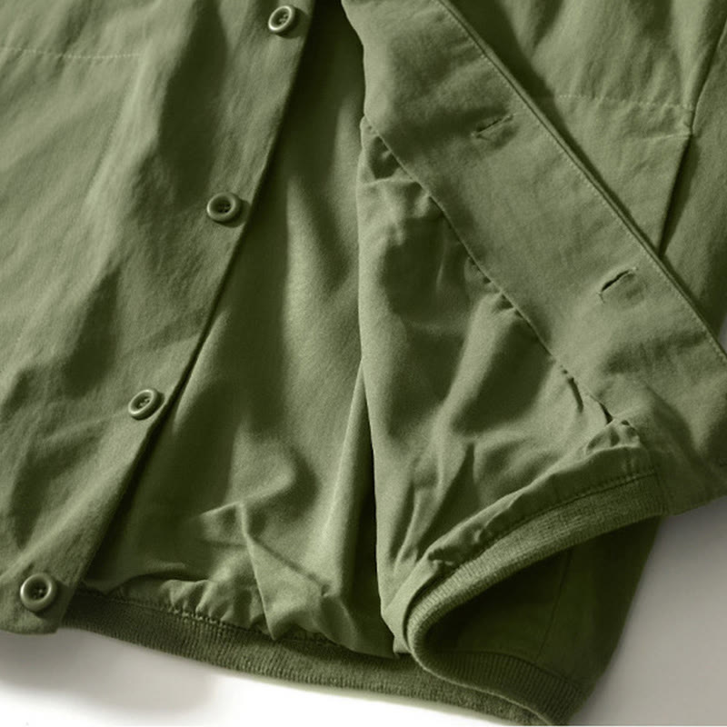 Fall Solid Long Sleeve Buttons Down Men Cotton Shirt With Pockets - Image 27