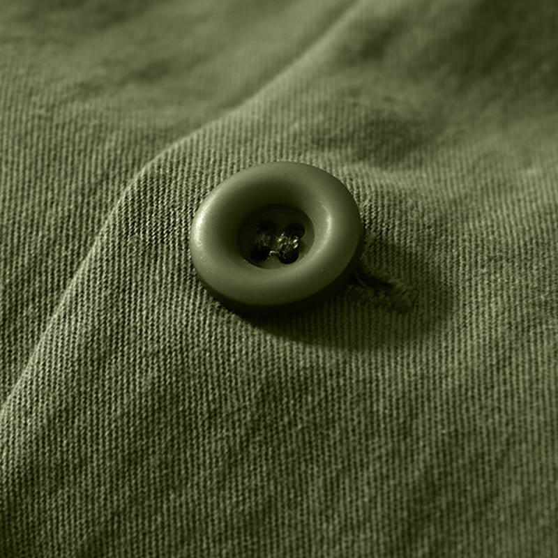 Fall Solid Long Sleeve Buttons Down Men Cotton Shirt With Pockets - Image 26