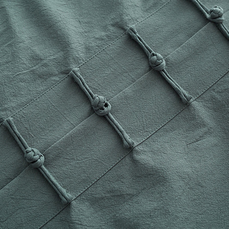 Solid Long Sleeve Frog-Button Design Cotton Men's Shirt - Image 6