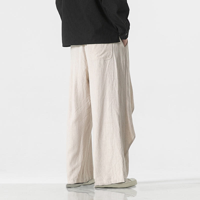 Asymmetrical Patched Design Plain Men's Cotton Pants With Pockets - Image 27