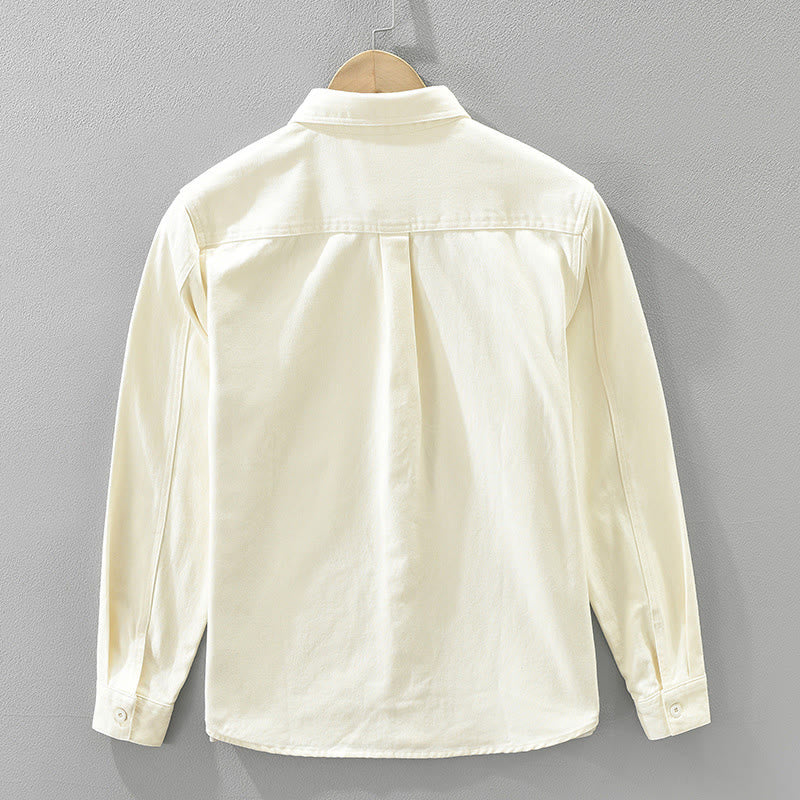 Spring Commute Buttons Long Sleeve Shirt Men Cotton Clothing With Pockets - Image 4