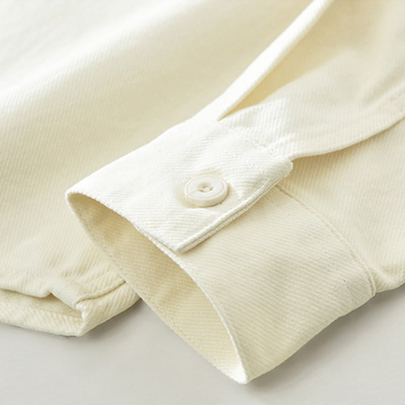 Spring Commute Buttons Long Sleeve Shirt Men Cotton Clothing With Pockets - Image 9