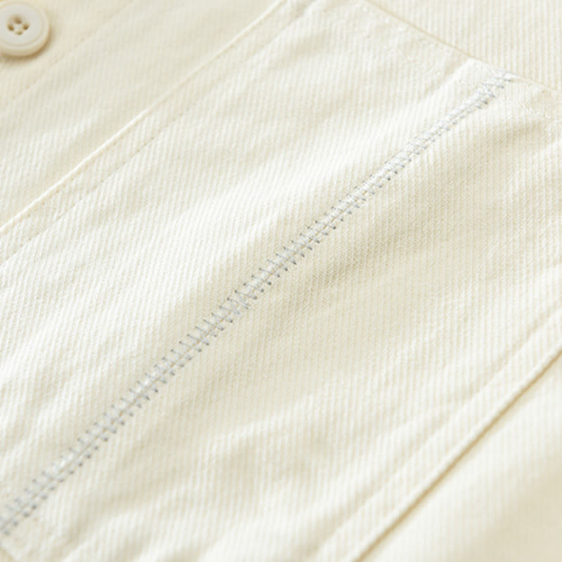 Spring Commute Buttons Long Sleeve Shirt Men Cotton Clothing With Pockets - Image 8