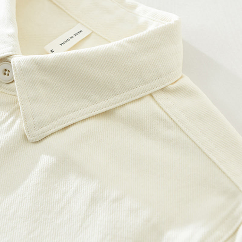 Spring Commute Buttons Long Sleeve Shirt Men Cotton Clothing With Pockets - Image 5