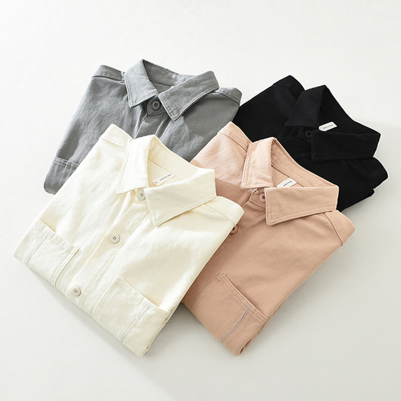 Spring Commute Buttons Long Sleeve Shirt Men Cotton Clothing With Pockets - Image 16
