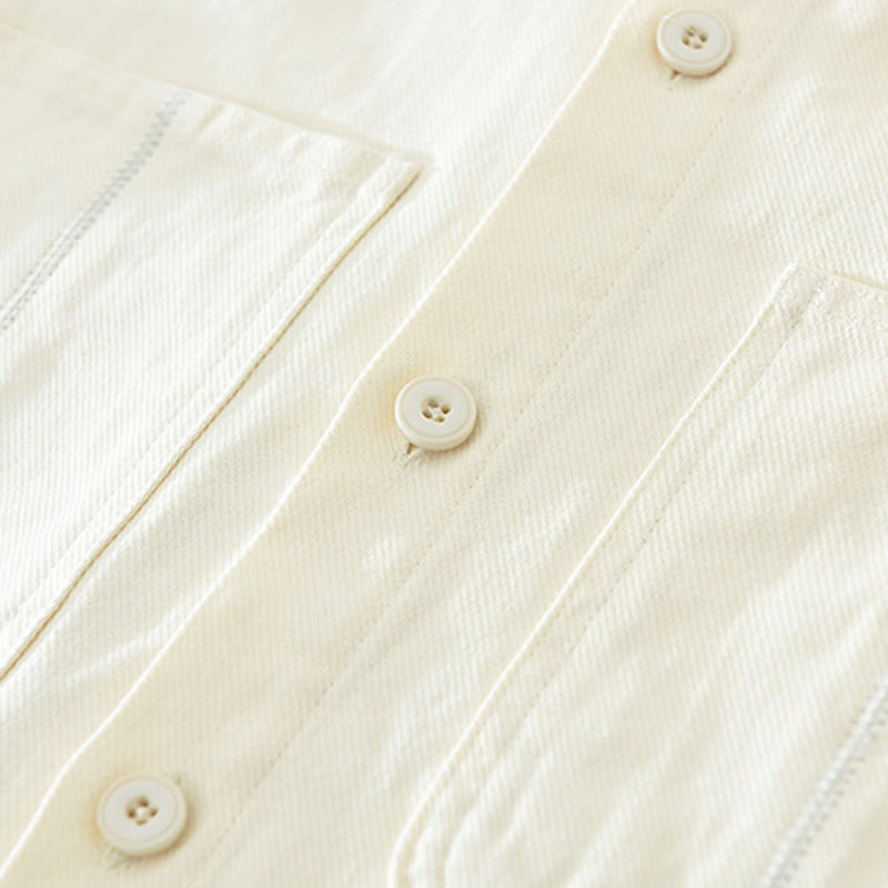 Spring Commute Buttons Long Sleeve Shirt Men Cotton Clothing With Pockets - Image 7