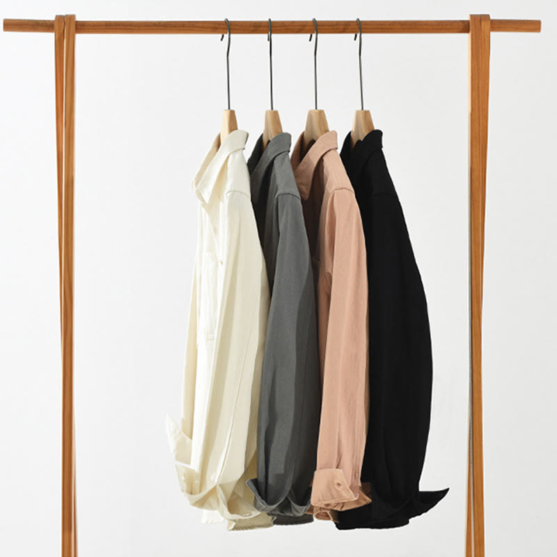 Spring Commute Buttons Long Sleeve Shirt Men Cotton Clothing With Pockets - Image 17