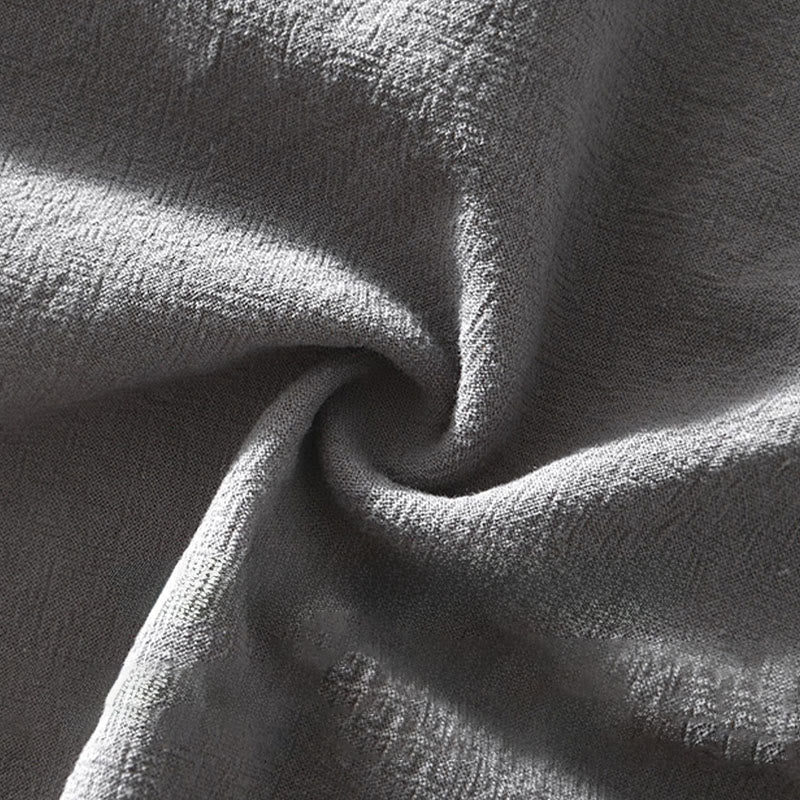 Spring Fall Solid Long Sleeve Half Button Cotton Men's Shirts - Image 13