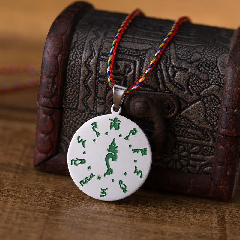 Bodhisattva Tara Titanium Steel Faith Colored Rope Necklace Pendant - Image 4