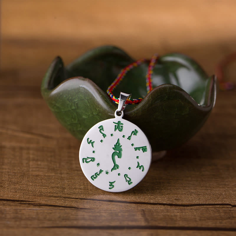 Bodhisattva Tara Titanium Steel Faith Colored Rope Necklace Pendant - Image 3