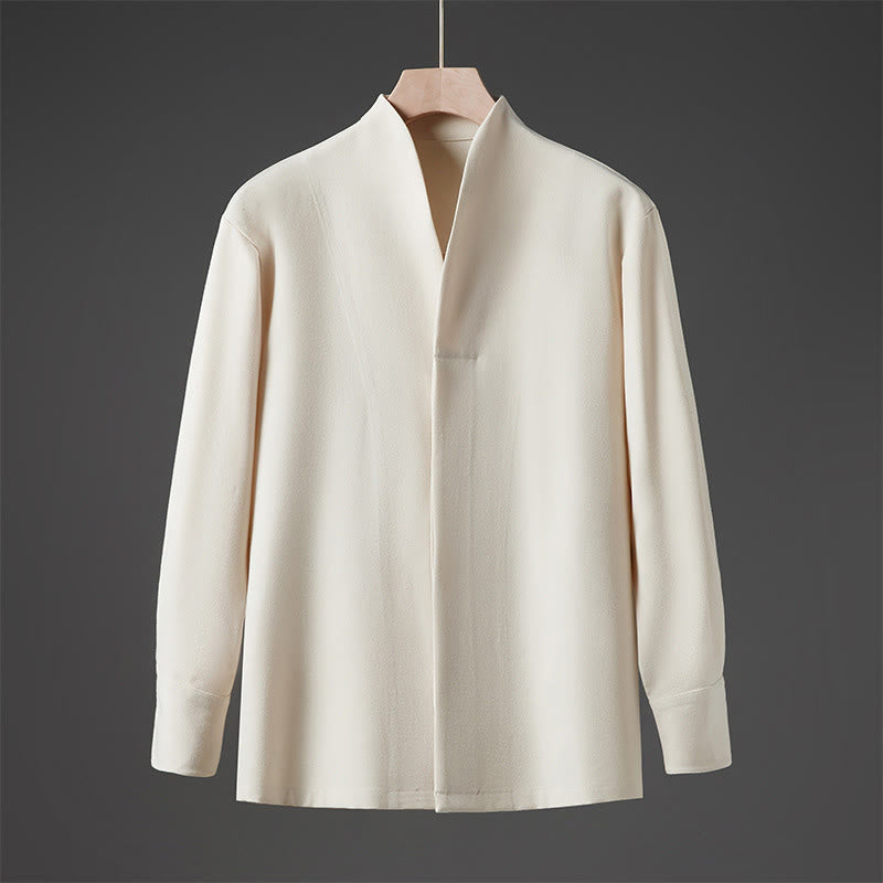 Solid Fall Long Sleeve Hidden Half Button Design Men's Shirts