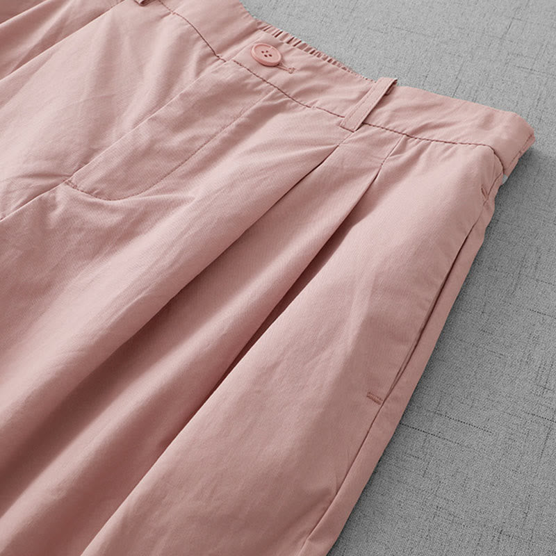 Casual Plain Polyester Women's 7-8 Length Wide Leg Pants With Pockets - Image 4