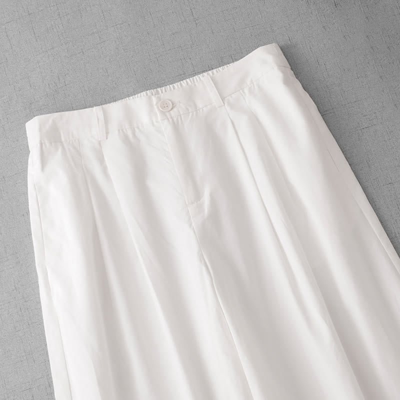 Casual Plain Polyester Women's 7-8 Length Wide Leg Pants With Pockets - Image 12
