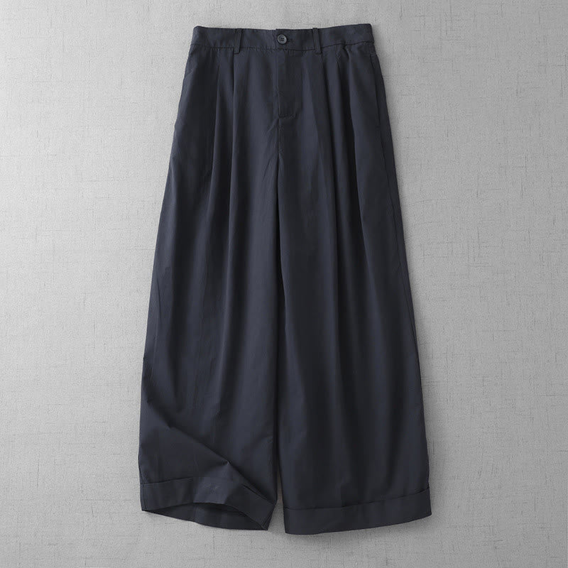 Casual Plain Polyester Women's 7-8 Length Wide Leg Pants With Pockets - Image 13