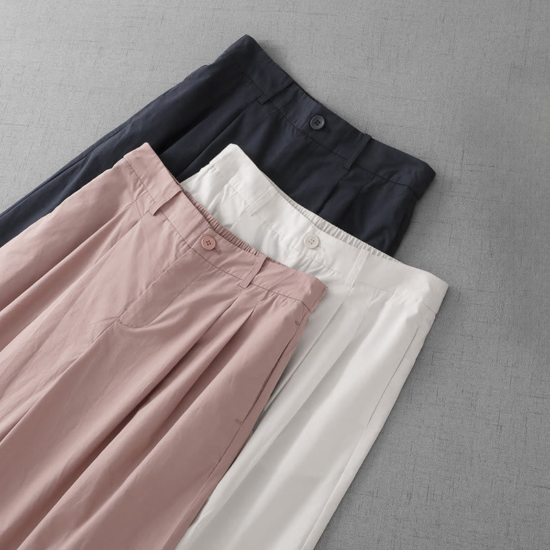 Casual Plain Polyester Women's 7-8 Length Wide Leg Pants With Pockets - Image 19