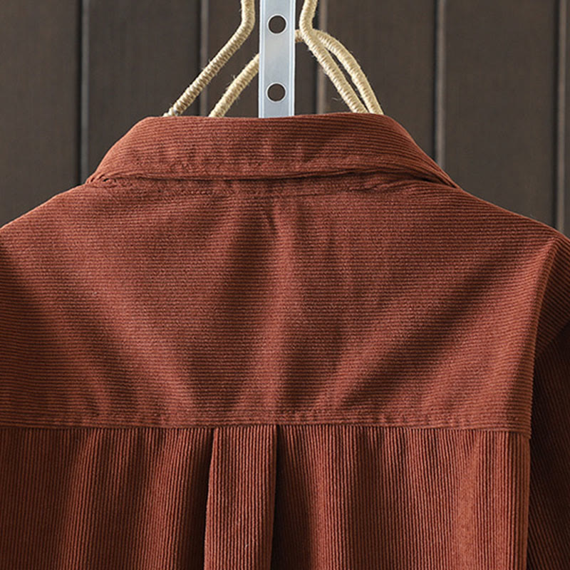 Corduroy Women's Cotton Long Sleeve Jacket With Pockets - Image 6