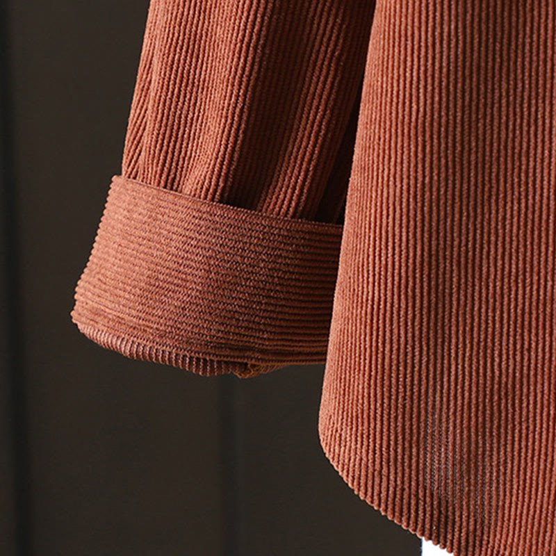 Corduroy Women's Cotton Long Sleeve Jacket With Pockets - Image 12