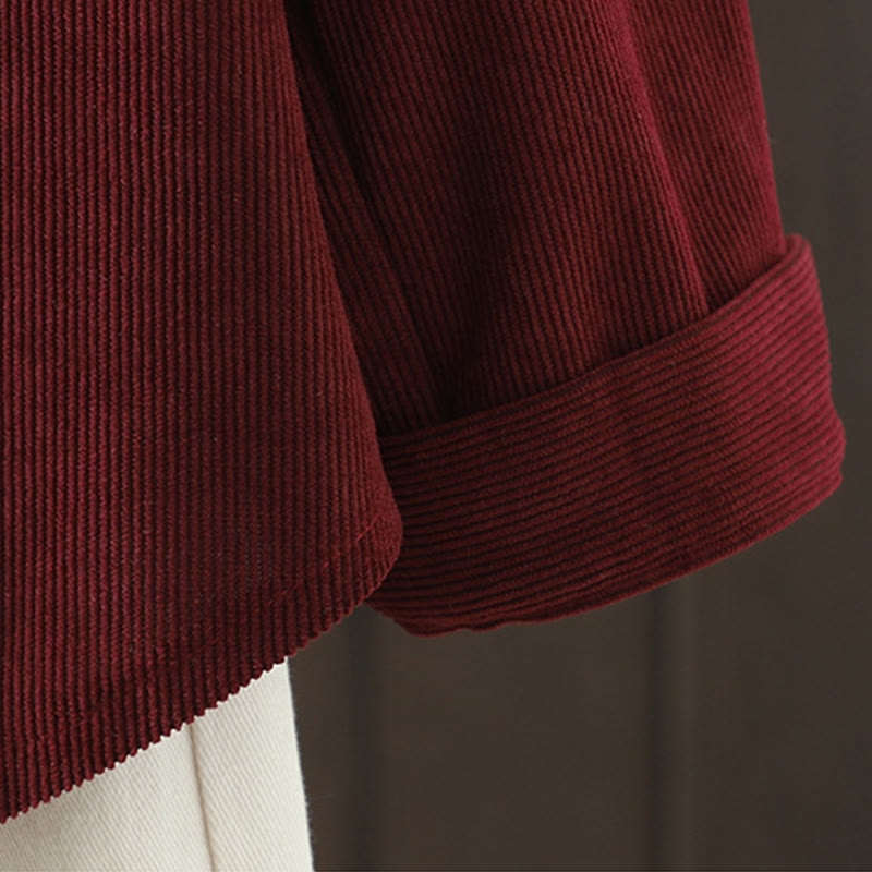 Corduroy Women's Cotton Long Sleeve Jacket With Pockets - Image 16